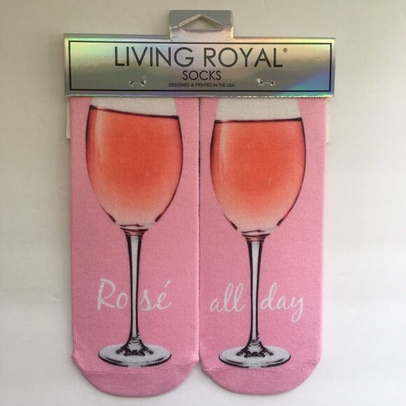 Rose All Day Wine Glass Ankle Socks NWT - Picture 2 of 6